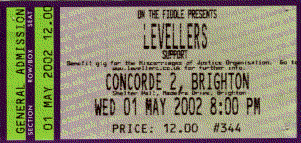 Eintrittskarte, Concorde 2, Brighton, 01.05.2002