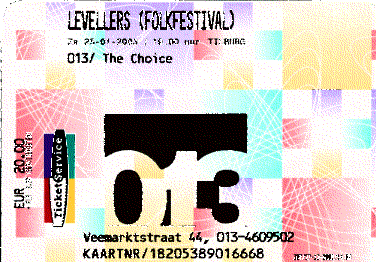 Eintrittskarte Tilburg Folk Festival